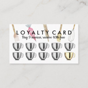 White Bakery pastry tools Loyalty Punch Business Card