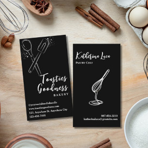 White Baking Utensil Black Bakery Business Card