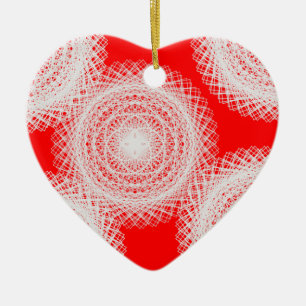 white ball in red abstract art ceramic tree decoration