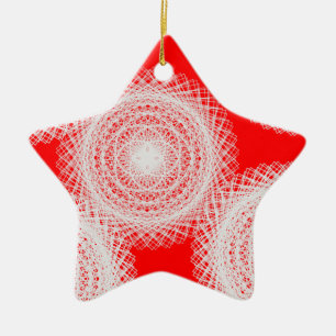 white ball in red abstract art ceramic tree decoration