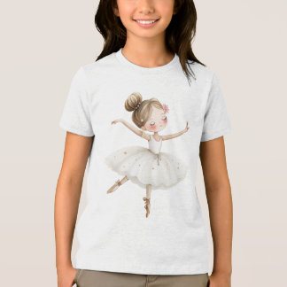 White Ballerina Swan Lake Watercolor Gold Stars Tri-Blend Shirt