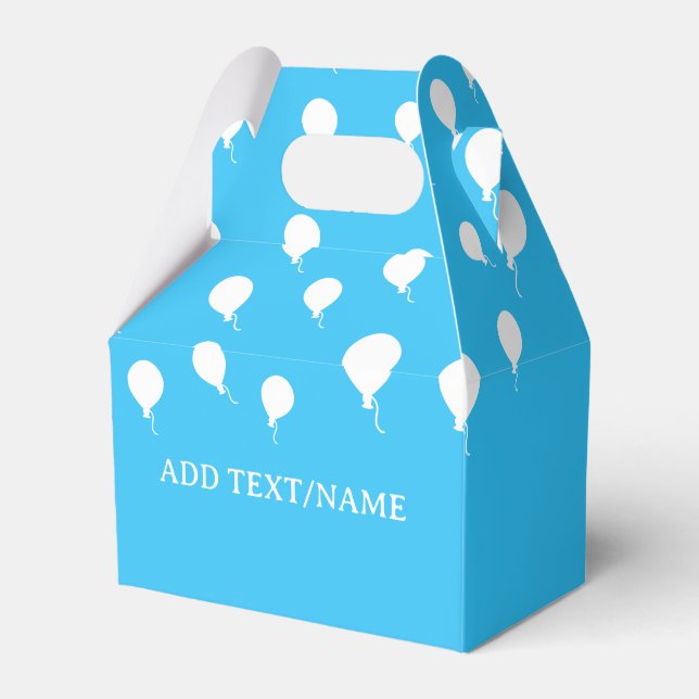 White Balloons on Pastel Blue Favour Box (Back Side)