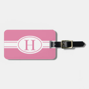 White band and oval shield with your monogram luggage tag