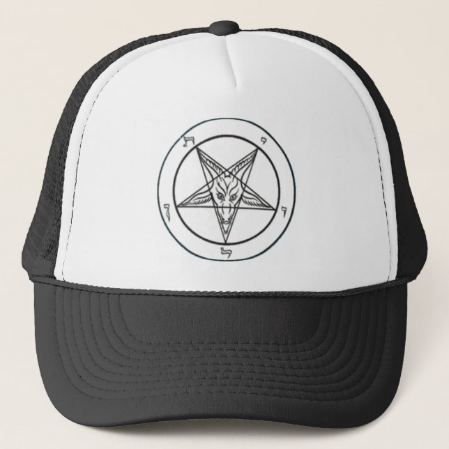 White Baphomet Trucker Hat (Front)