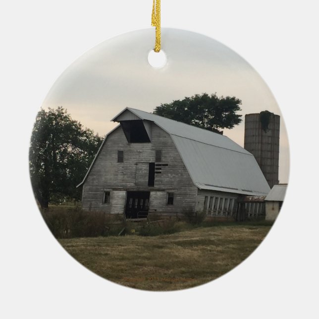 White Barn Ornament (Back)