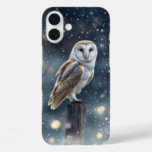 White Barn Owl Mystical in Snow Phone iPhone 16 Plus Case