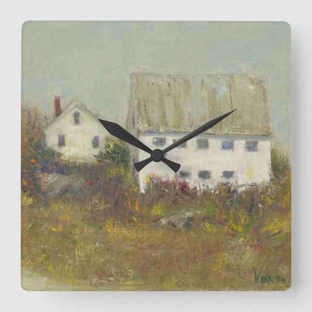 White Barn Square Wall Clock (Front)