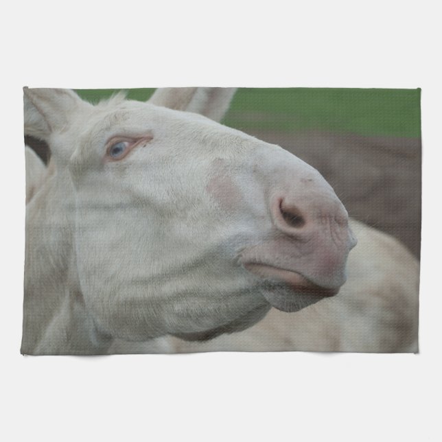 White Baroque Donkey Tea Towel (Horizontal)