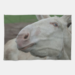 White Baroque Donkey Tea Towel