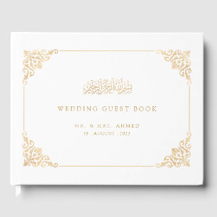 White Baroque Islamic Muslim Wedding Guest Book