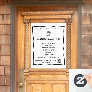 White Base Café Coffee Shop QR Code Business Hours