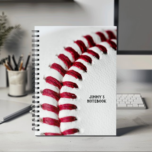 White Baseball Close-Up Personalised Notebook (White Baseball Close-Up Personalized Notebook)