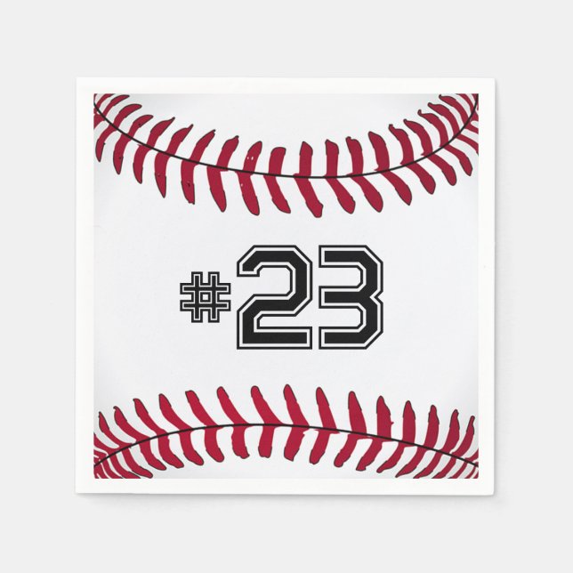 White Baseball with Number Napkin (Front)