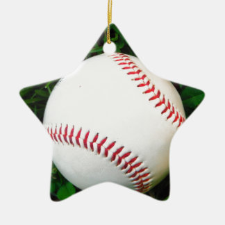 White Baseball with Red Stitching Ceramic Tree Decoration