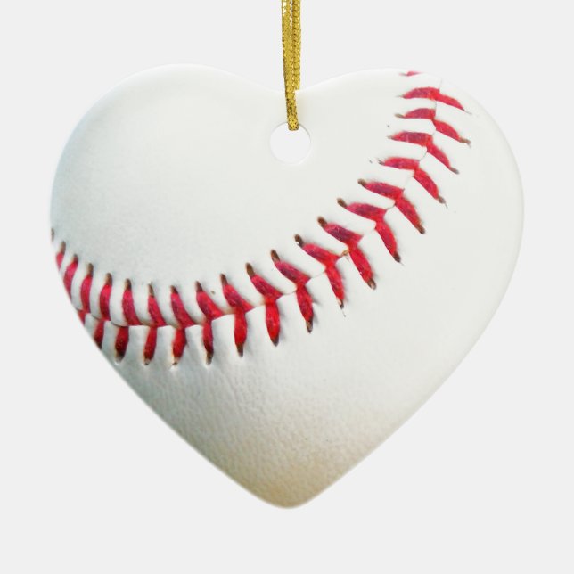 White Baseball with Red Stitching Ceramic Tree Decoration (Front)