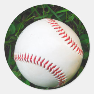 White Baseball with Red Stitching Classic Round Sticker