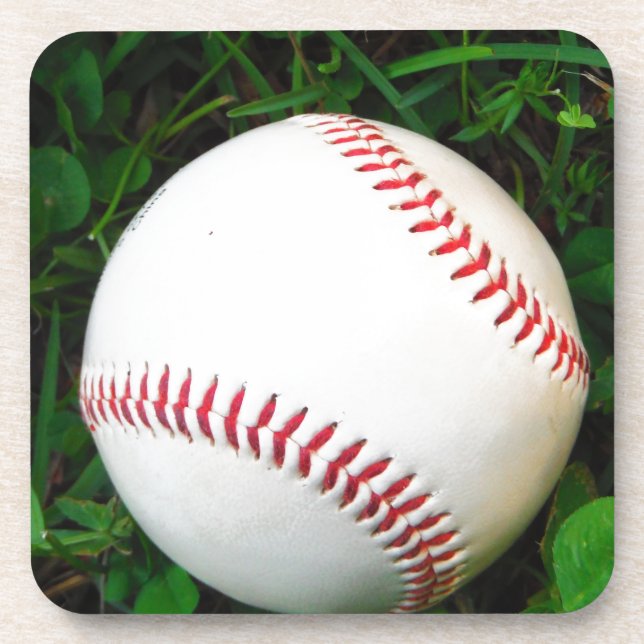 White Baseball with Red Stitching Coaster (Front)
