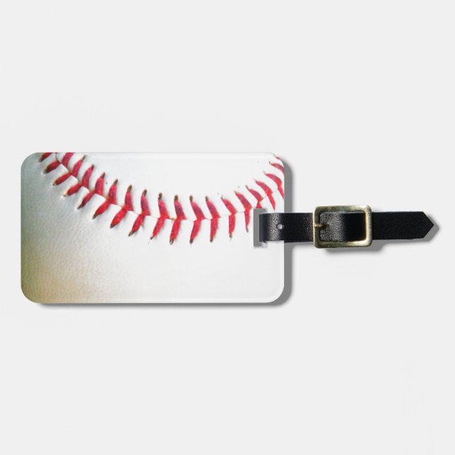 White Baseball with Red Stitching Luggage Tag (Front Horizontal)