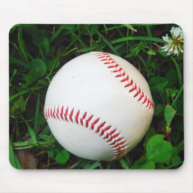 White Baseball with Red Stitching Mouse Pad (Front)