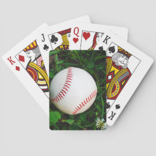 White Baseball with Red Stitching Playing Cards