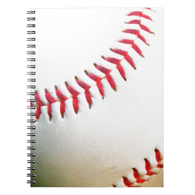 White Baseball with Red Stitching Spiral Notebook (Front)