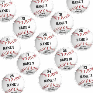 white baseballs set 13 personalised player names