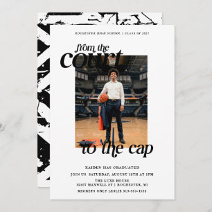 White Basketball Graduation Court to the Cap Invitation