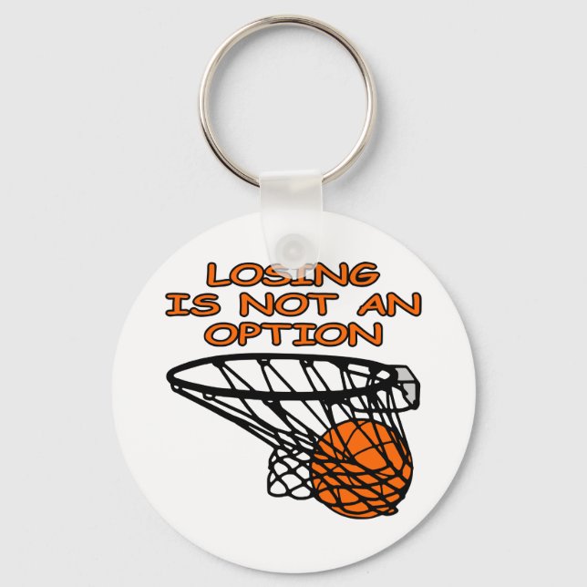 White Basketball Losing Not Option Key Ring (Front)