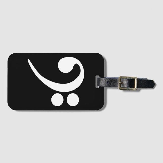 White Bass Clef Luggage Tag (Front Horizontal)