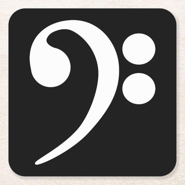 White Bass Clef Square Paper Coaster (Front)