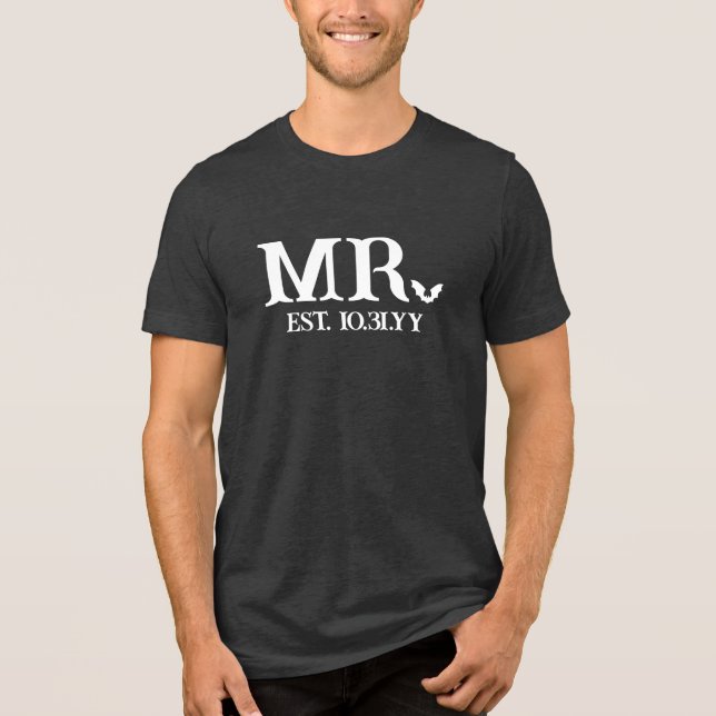 White Bat Goth Mr Established Wedding Date Tri-Blend Shirt (Front)