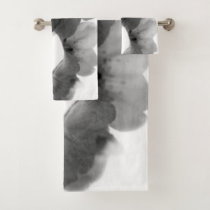 white bath towel with woman in flower