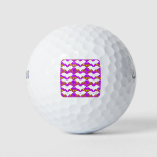 White Bats And Bows Pink Yellow Golf Balls