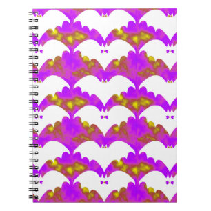 White Bats And Bows Pink Yellow Notebook