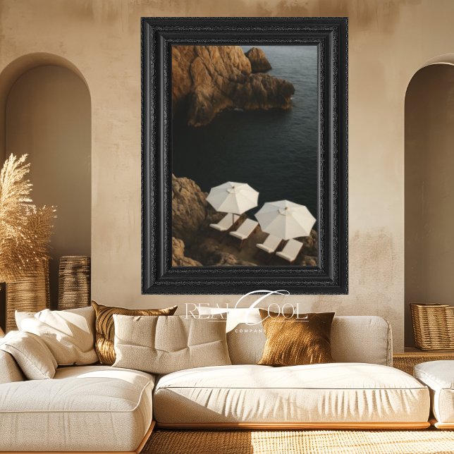White Beach Chairs Coastal Cliff Scene Canvas Print (White Beach Chairs Coastal Cliff Scene Canvas Print)