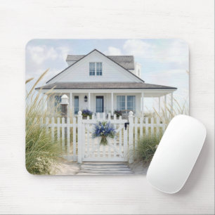 White Beach Cottage in Dune Grass Mouse Pad