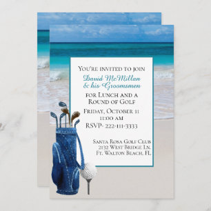 White Beach Groom's Golf Party Invitation