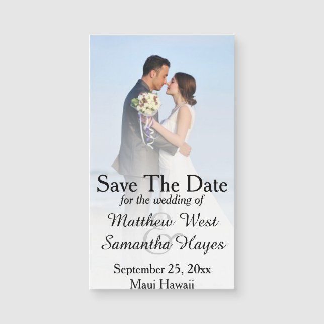 White Beach Mist Photo Wedding Save The Date (Front)
