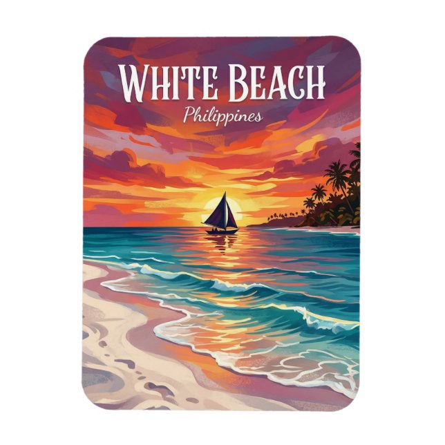 White Beach Philippines Magnet (Vertical)