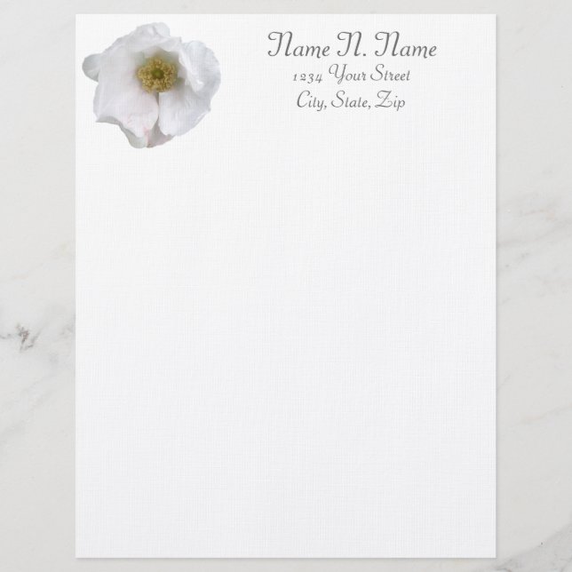 White Beach Rose Coordinating Items Letterhead (Front)