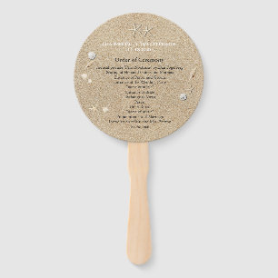 White Beach Sandy Toes Salty Kisses WeddingProgram Hand Fan