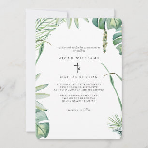 White Beach Tropics No Parents Wedding Invitation