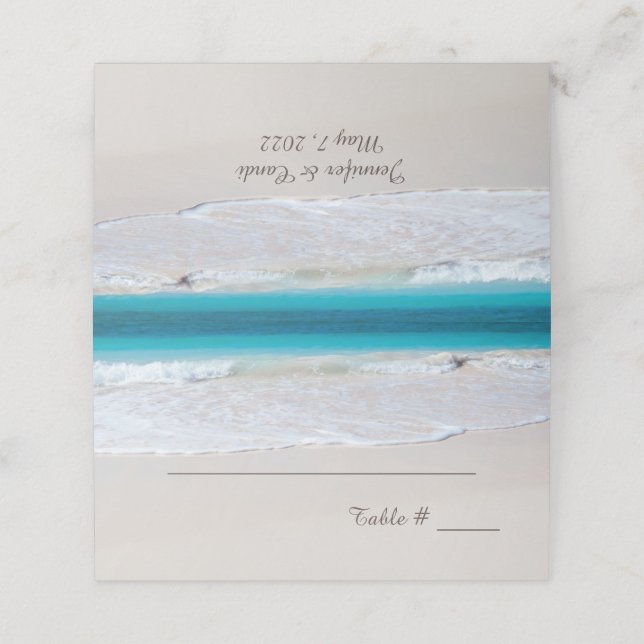White Beach Wedding Reception Place Card (Outside Unfolded)