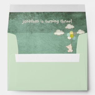 White Bear Balloons Clouds Boy Birthday Envelope
