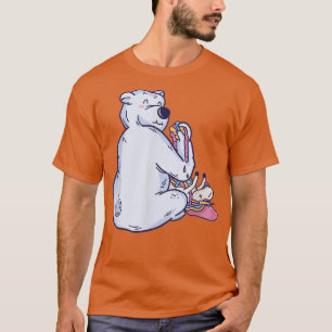 White Bear Eating Unicorn  T-Shirt