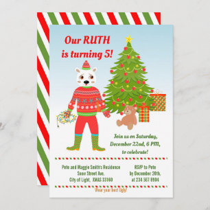 White bear Ugly Sweater Birthday Party  Invitation