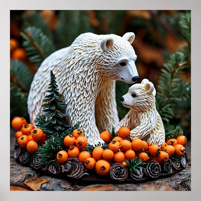 🐻 White Bear Wall Art For Modern Wildlife Decor  (Front)