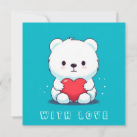White bear with a heart, personalised