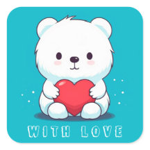White bear with a heart, personalised