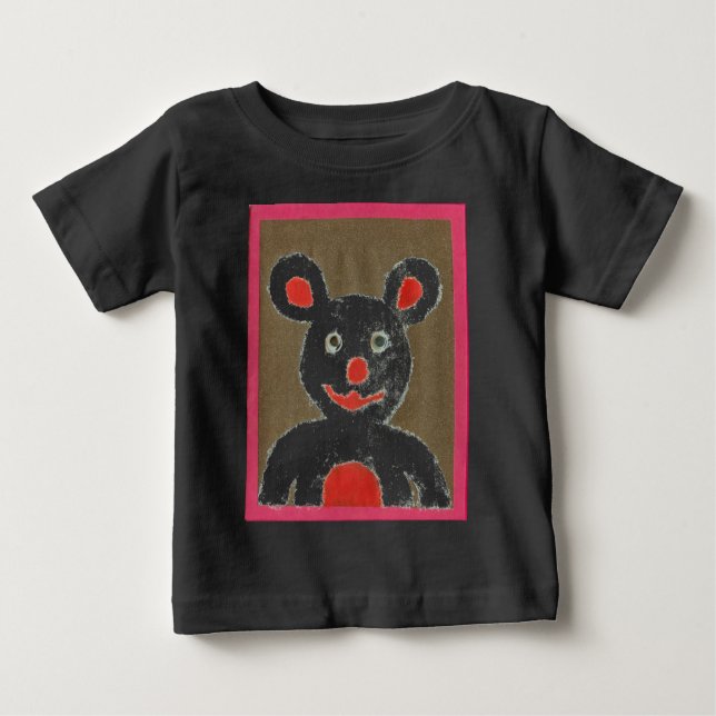 White Bear with Red Nose, Mouth, and Ears (Santa) Baby T-Shirt (Front)